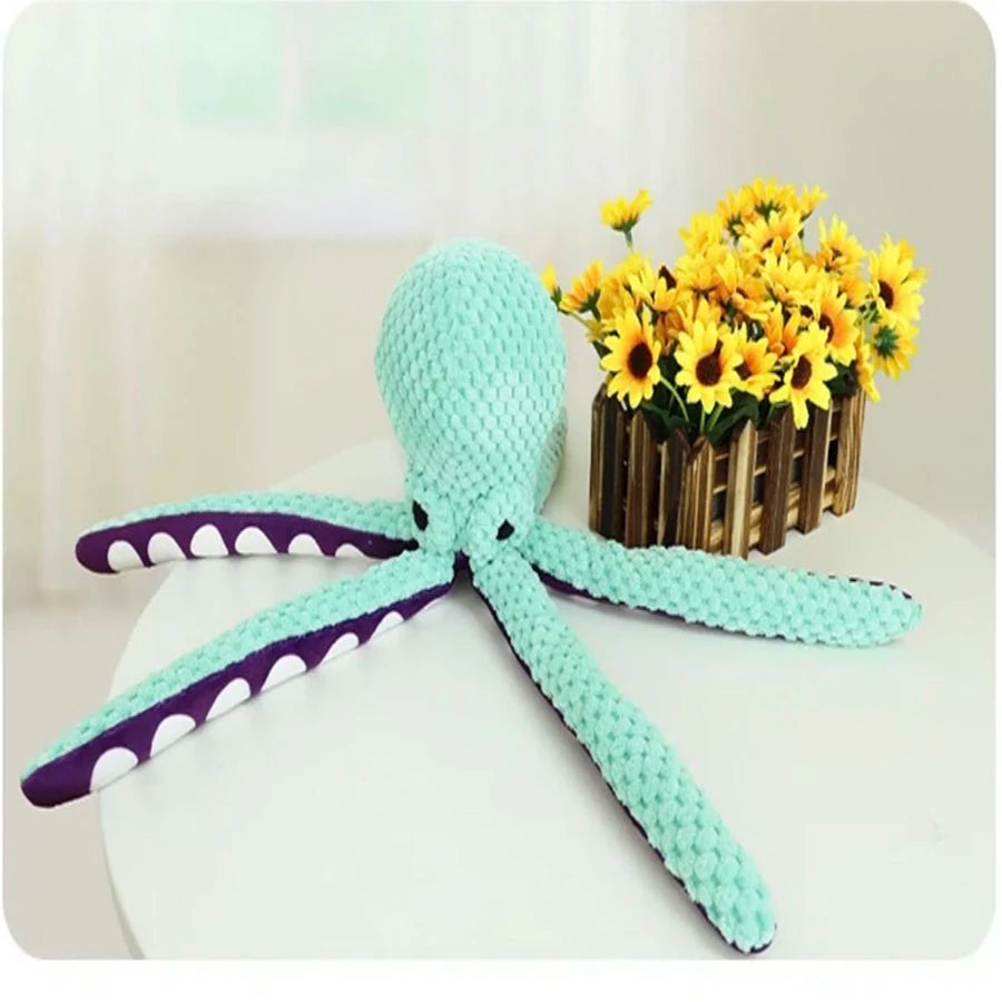Plush Octopus Dog Toy – Interactive Squeaky & Tear-Resistant Chew Toy