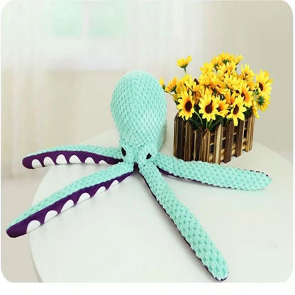 Plush Octopus Dog Toy – Interactive Squeaky & Tear-Resistant Chew Toy
