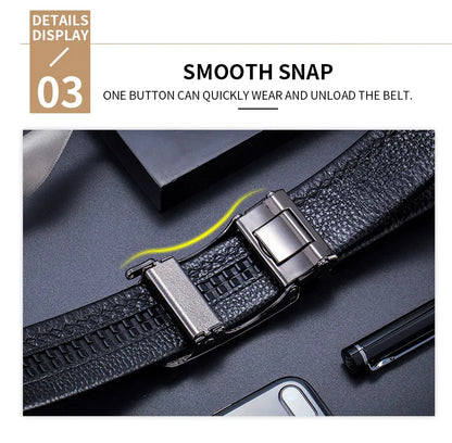 Genuine Leather Men’s Belt – Black Buckle Casual & Business Style