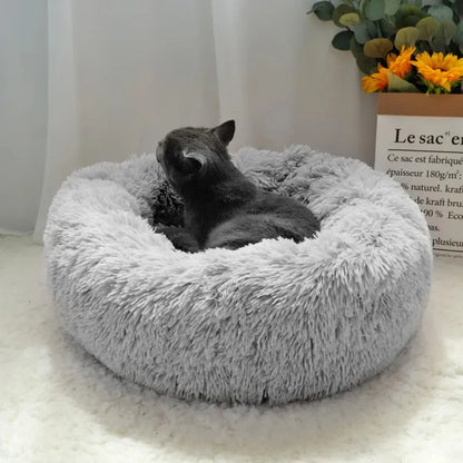 Round Cat Bed House - Soft Plush Cushion Bed for Dogs & Cats, Pet Sleeping Sofa