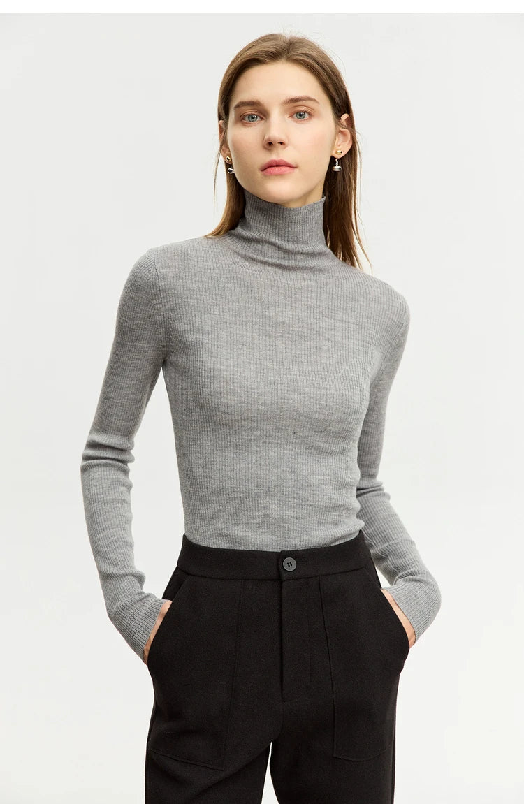Women’s Slim Fit Turtleneck Sweater – Warm High Elastic Pullover