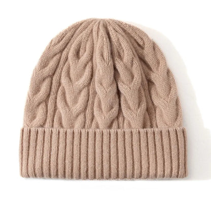 Thick Knitted Wool Beanie – Warm Solid Color Winter Hat