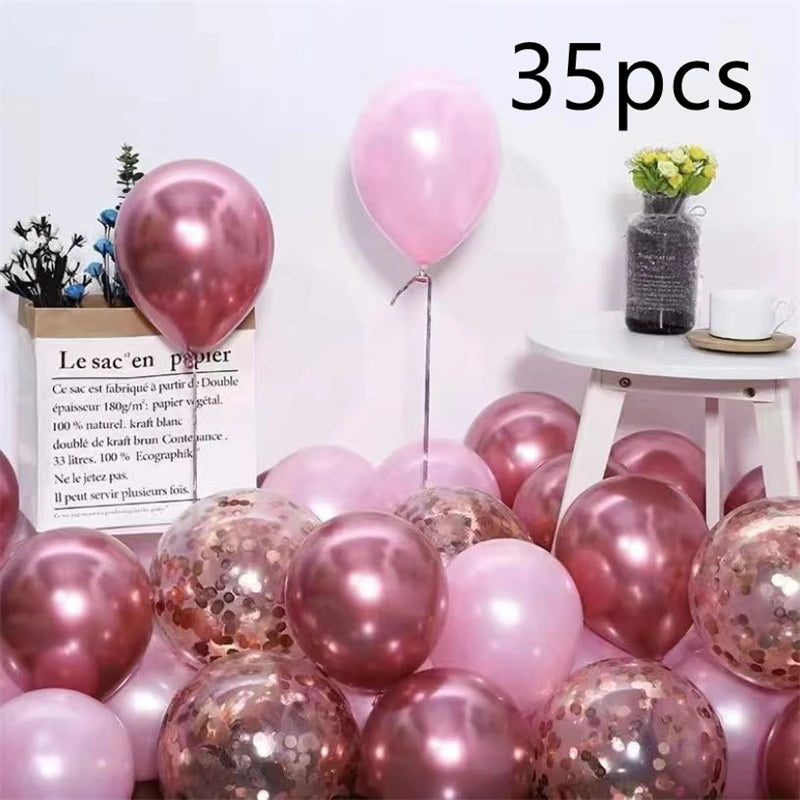 16pcs Black Metallic Sequin Balloons – Party & Event Decor