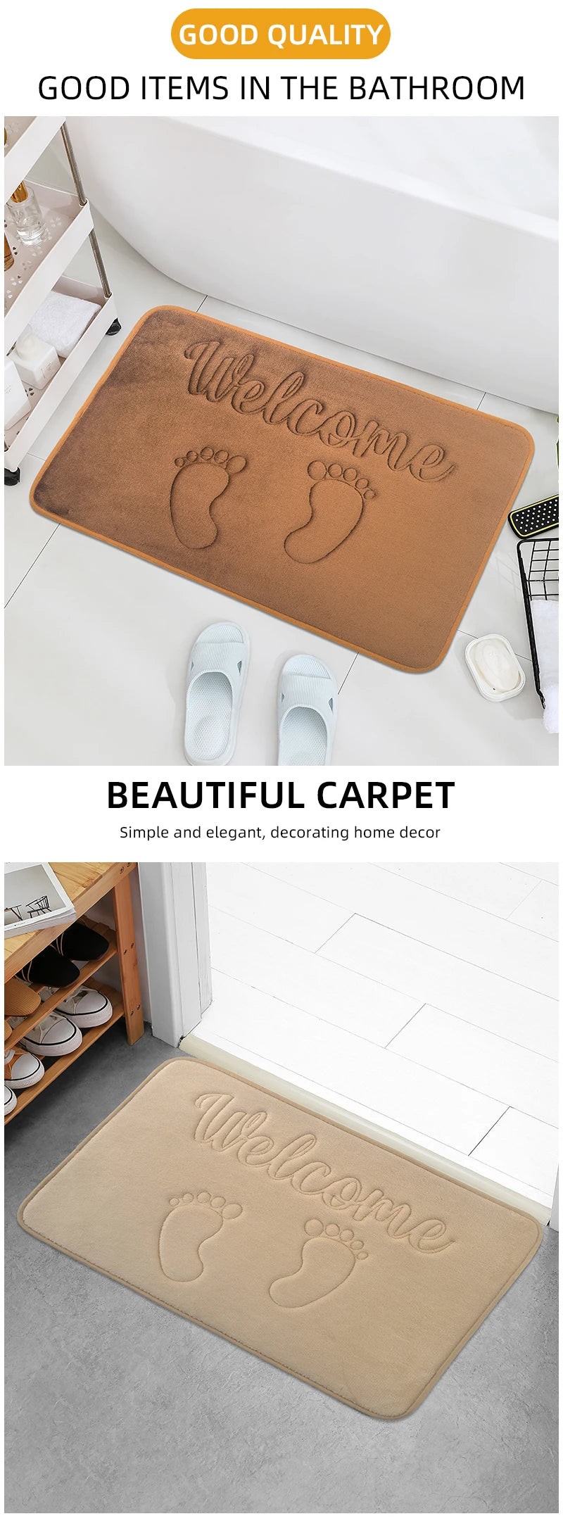Anti-Slip Cobblestone Bathroom Floor Mat – Water Absorbent Rug