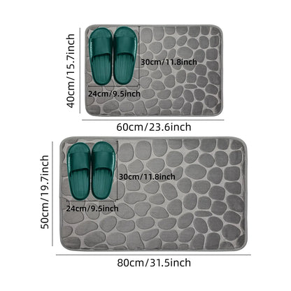 Anti-Slip Cobblestone Bathroom Floor Mat – Water Absorbent Rug