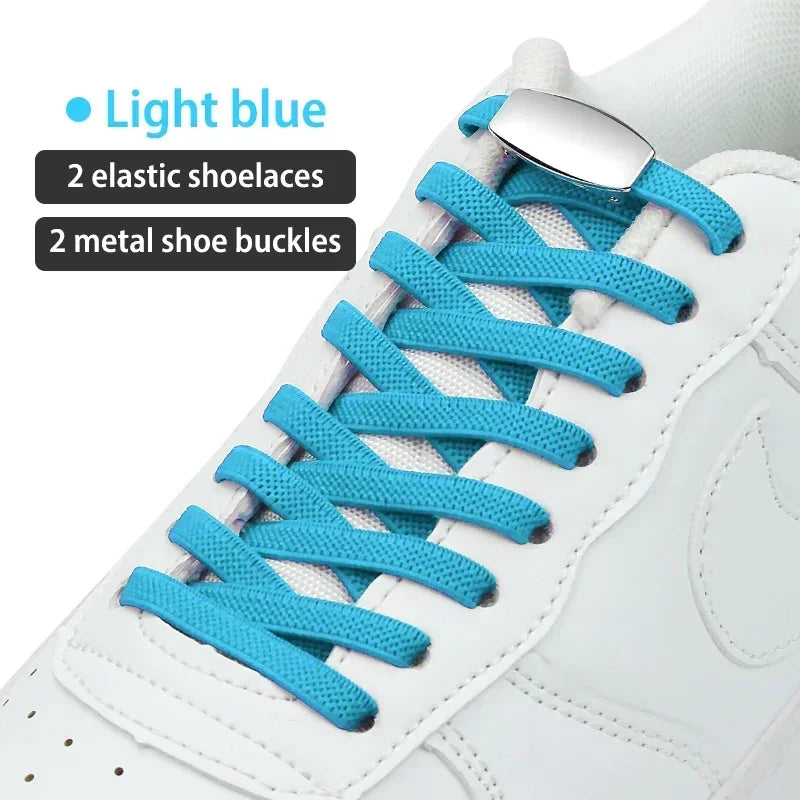 No-Tie Elastic Shoelaces with Metal Lock | Quick Fit for All Shoes