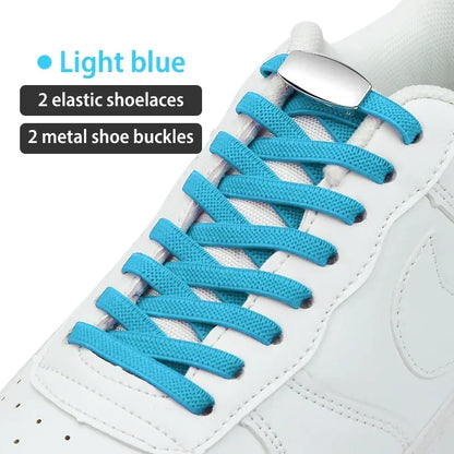 No-Tie Elastic Shoelaces with Metal Lock | Quick Fit for All Shoes