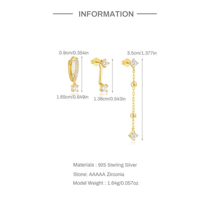 925 Sterling Silver Earring Set – Waterdrop, Flower & Pearl Trio