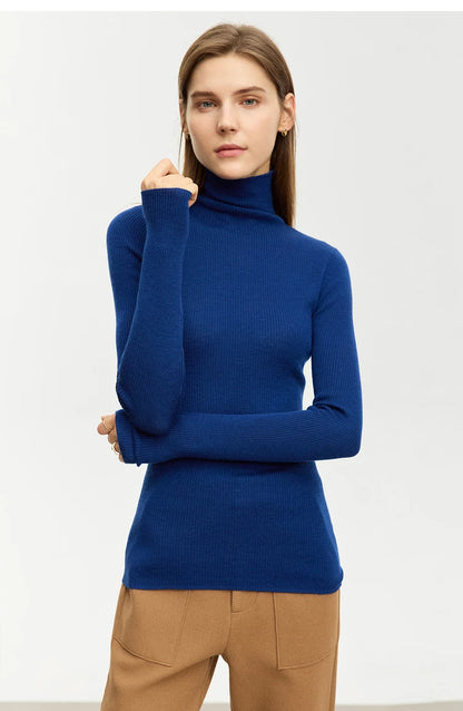 Women’s Slim Fit Turtleneck Sweater – Warm High Elastic Pullover