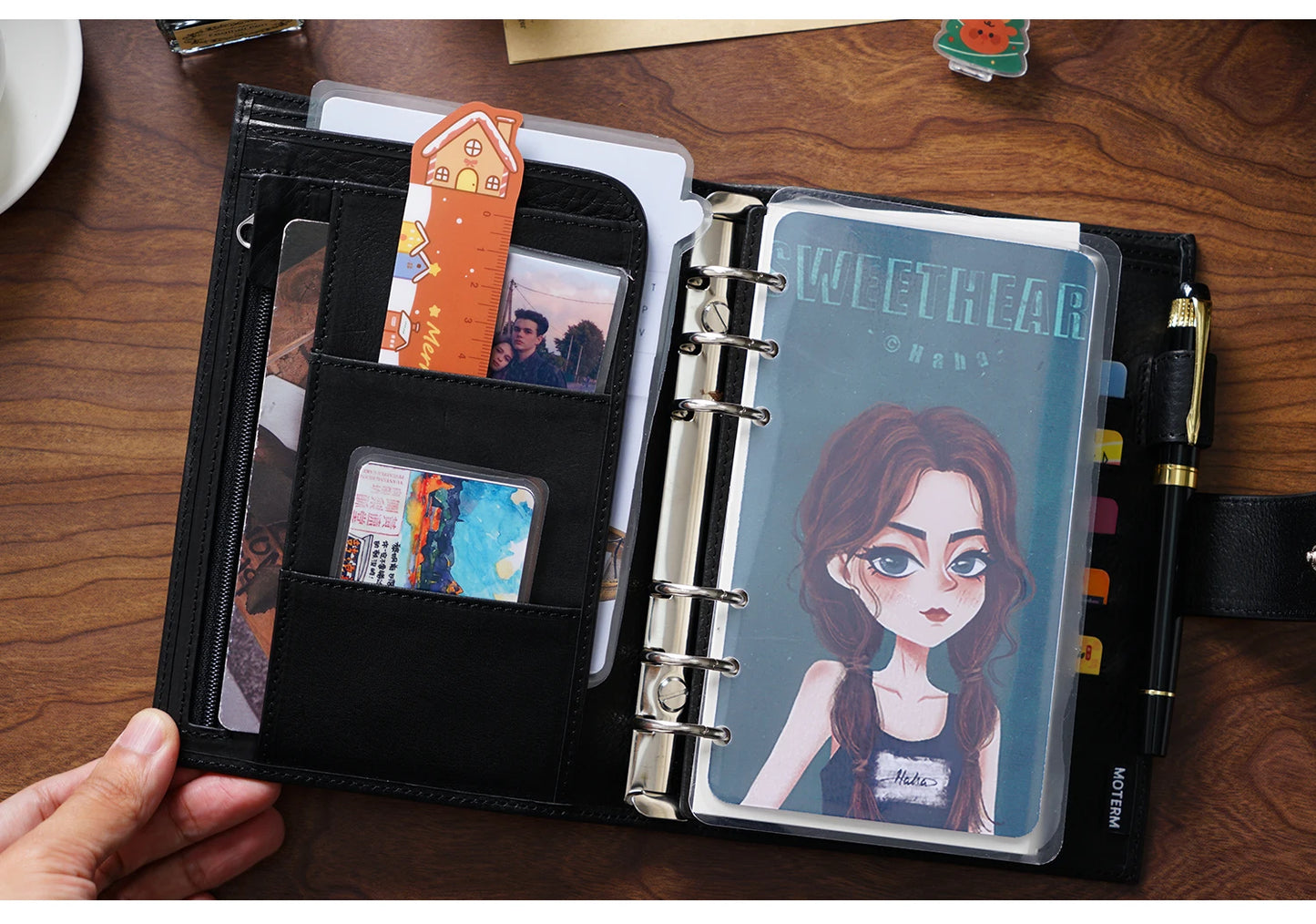 Full Grain Leather Planner with Rings – Personal Size Organizer