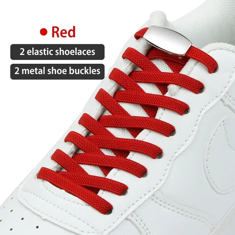 No-Tie Elastic Shoelaces with Metal Lock | Quick Fit for All Shoes