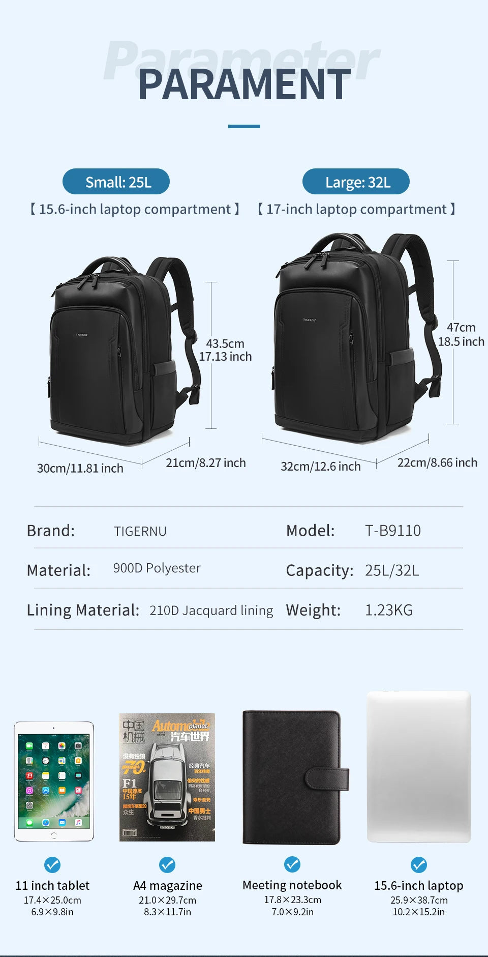 Travel Backpack for Men – Fits 14, 15.6 & 17 Inch Laptops