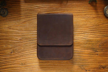 Vintage Genuine Leather Pen Pouch – 6-Slot Removable Tray Case