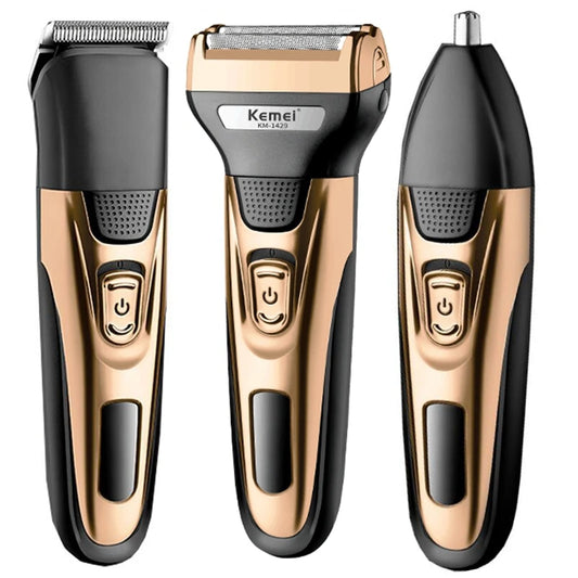 Kemei 3-in-1 Electric Shaver Kit – Beard, Nose & Hair Trimmer