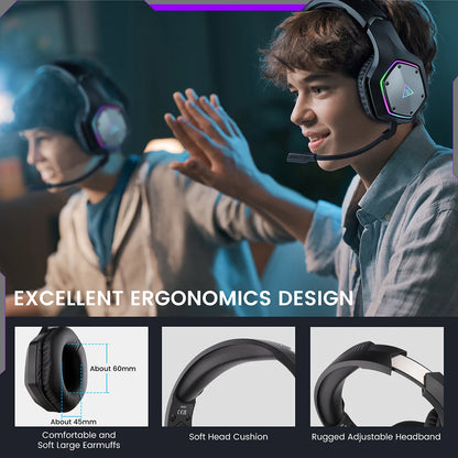 Cartmela E1000 WT Wireless Gaming Headset – 7.1 Surround with ENC Mic