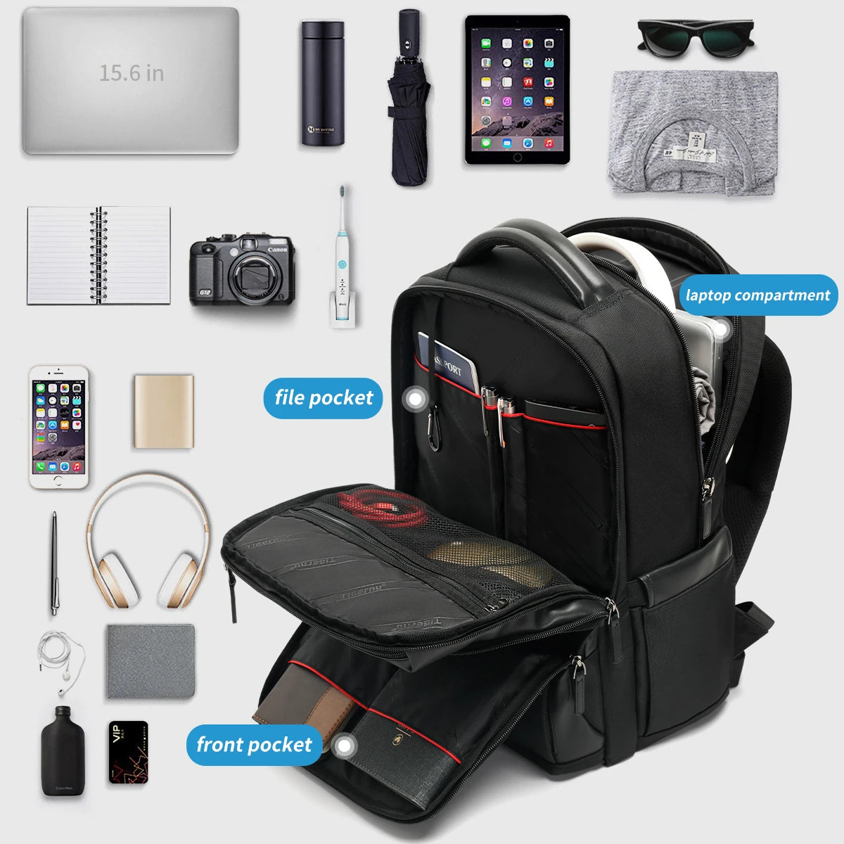 Travel Backpack for Men – Fits 14, 15.6 & 17 Inch Laptops