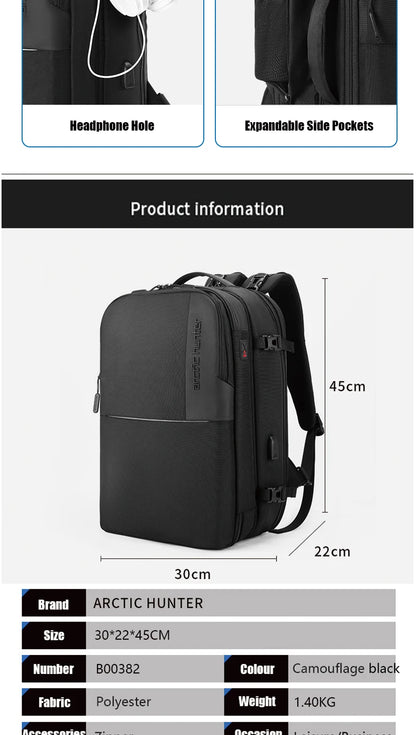 Waterproof 17.3" 2-in-1 Travel Laptop Backpack – 60L Large Capacity
