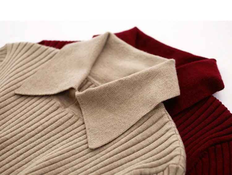 Women’s Slim Fit Striped Sweater – Autumn Office Basic Knitted Top