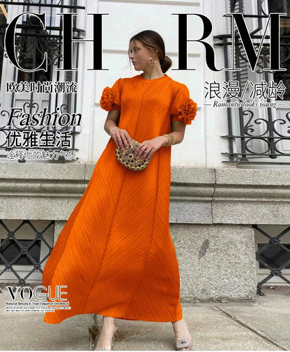 Women’s Pleated Geometric Floral Dress – Versatile Age-Reducing Outfit