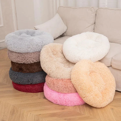 Round Cat Bed House - Soft Plush Cushion Bed for Dogs & Cats, Pet Sleeping Sofa