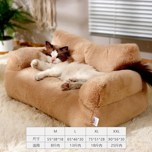 Plush Cat & Dog Bed – Washable, Warm, Cozy Pet Nest Sofa