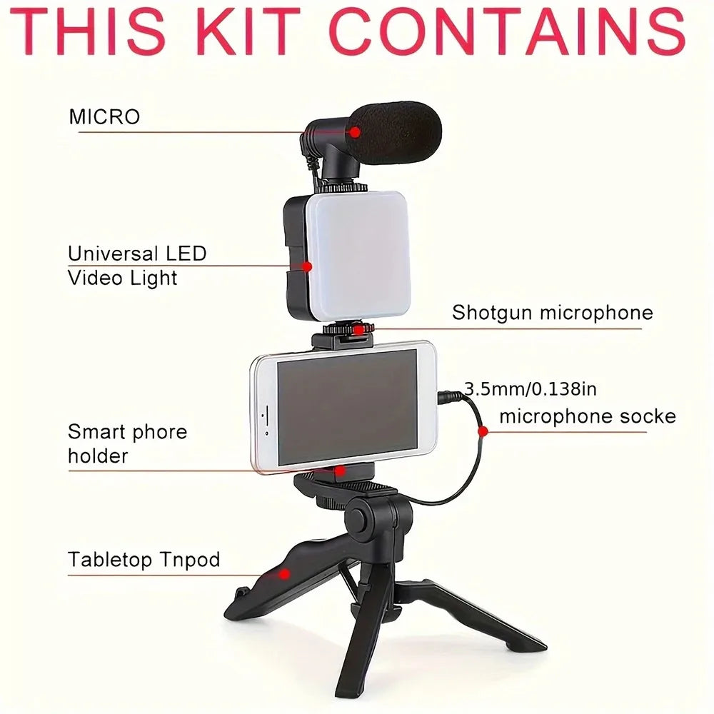 Cartmela Smartphone Vlogging Kit – Tripod, Microphone & Fill Light