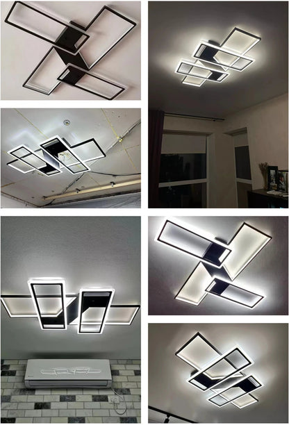 Modern Rectangle LED Ceiling Light – Creative Living Room Fixture