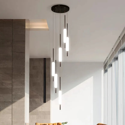 Modern LED Bedside Pendant Light – White Glass Tube, 1/2 Heads