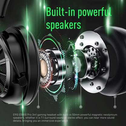 Cartmela E5000 Pro Gaming Headset – 7.1 Surround Sound, ENC Mic