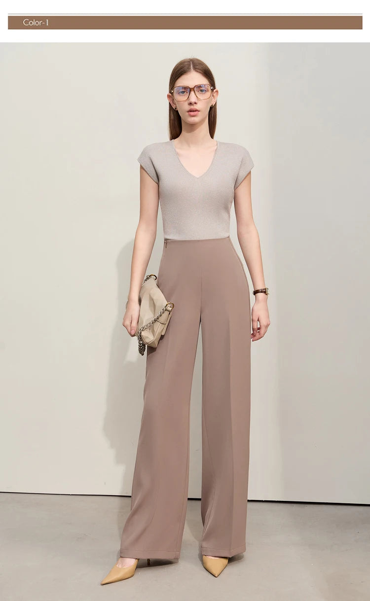 Women’s Wide-Legged Casual Pants – Summer Straight Full-Length Trousers