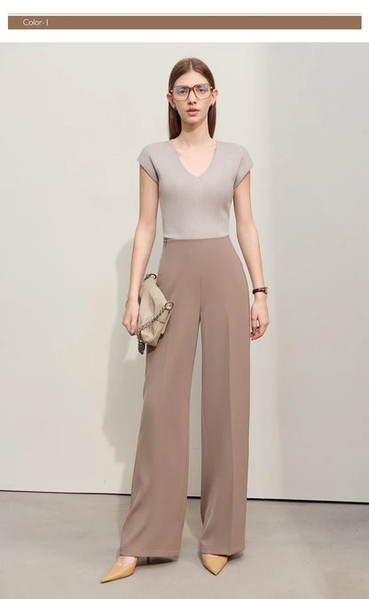Women’s Wide-Legged Casual Pants – Summer Straight Full-Length Trousers