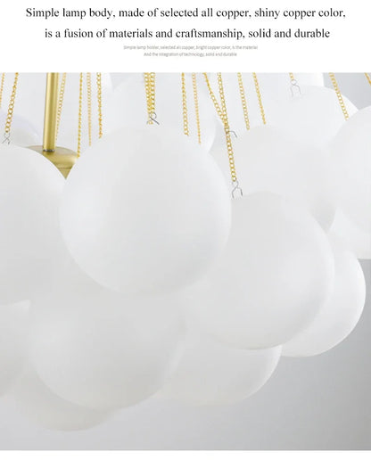 37-Glass Bubble Chandelier – Frosted Milky White Colorful Pendant