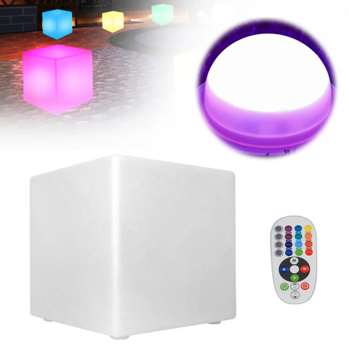 LED Cube Bar Stool Chair with 16 RGB Colors & Remote – 17" Light