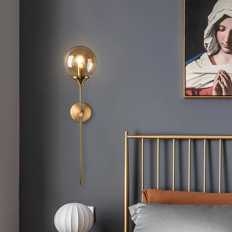 Modern Glass Wall Lamp – Golden Round Nordic Sconce Light