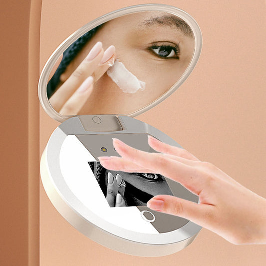 UV Mirror with Light & 2X Zoom – Sunscreen Tester & Travel Makeup