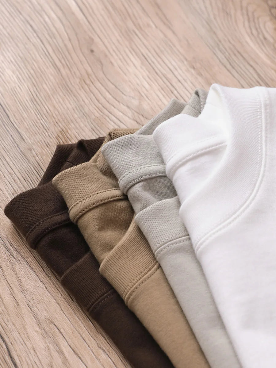 Oversized Heavy Cotton T-Shirt Men Solid Color Drop Shoulder Loose Fit