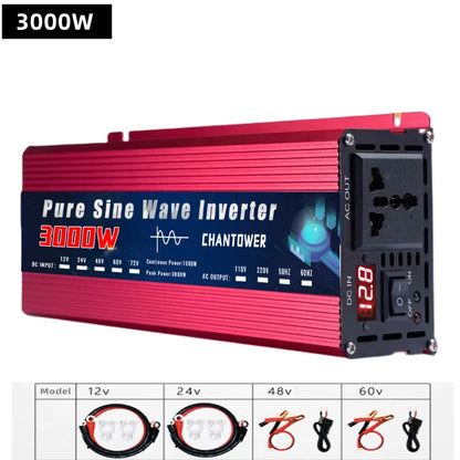 Pure Sine Wave Inverter DC to AC – 12V/24V to 110V/220V 2000–5000W