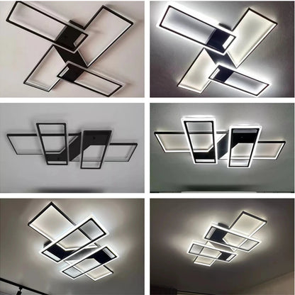 Modern Rectangle LED Ceiling Light – Creative Living Room Fixture