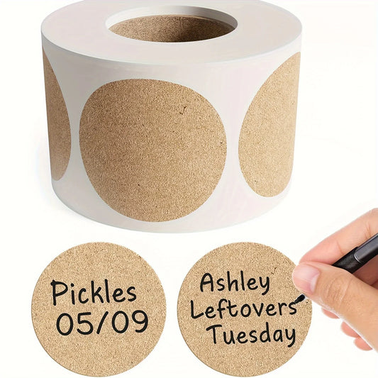 500pcs Kraft Round Self-Adhesive Label Stickers – 1 Roll