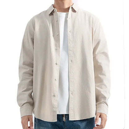 Men’s Linen Cotton Shirt – Long Sleeve Casual Spring/Summer Wear