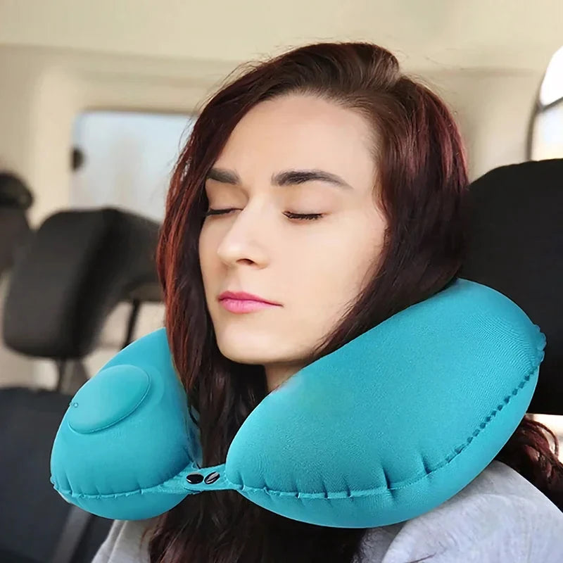 Inflatable U-Shaped Travel Pillow – Neck Support for Travel Comfort