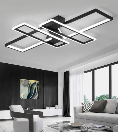 Modern Rectangle LED Ceiling Light – Creative Living Room Fixture