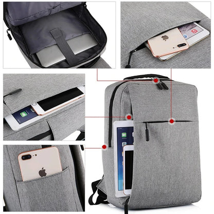 15.6" Waterproof Nylon Laptop Backpack with USB Charging Port