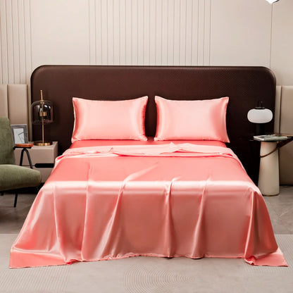Silky Satin Bed Sheet Set – Cooling Summer Sheets with Pillowcase
