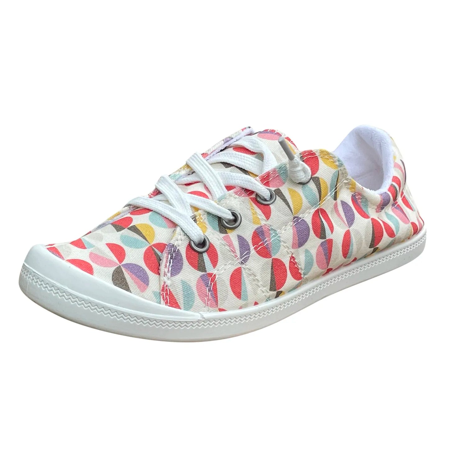 Women’s Floral Lace-Up Sneakers – Lightweight Casual Flat Shoes
