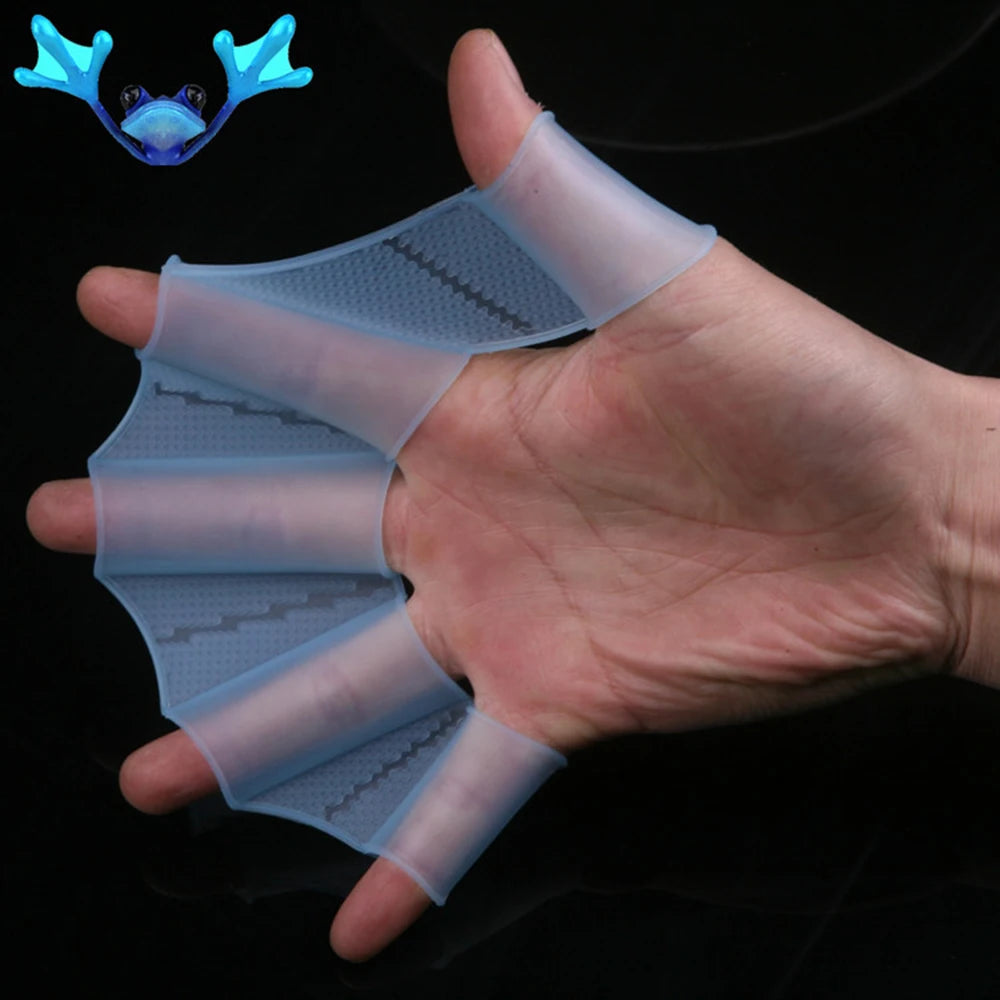 Silicone Webbed Swim Gloves – Training Fins for Adults & Kids