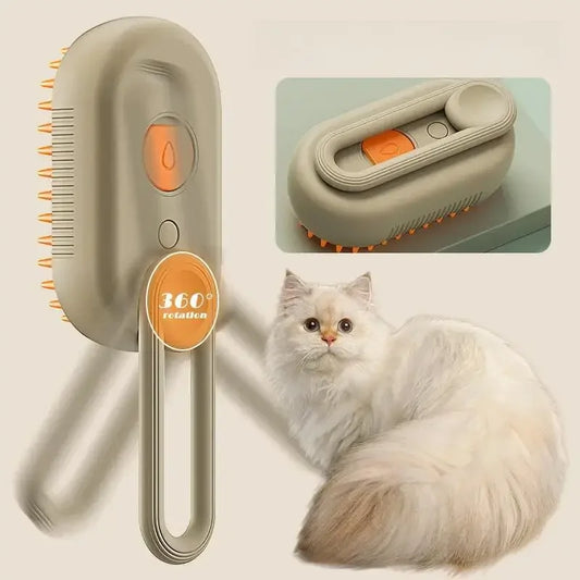 3-in-1 Pet Steam Brush – Grooming, Massage & Hair Removal Tool