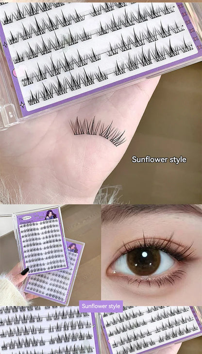 Cartmela No-Glue False Eyelashes - Easy, Natural Look with Sunflower Design