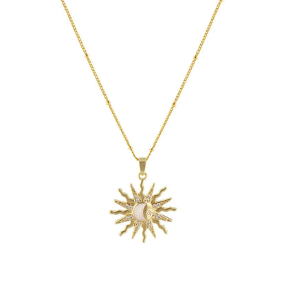 18K Gold Plated Galaxy Enamel Pendant Necklace – CZ Curb Chain