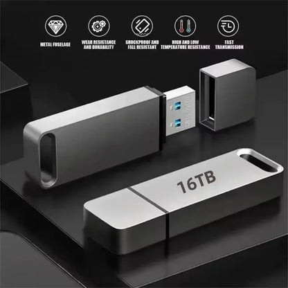 16TB USB3.2 Flash Drive – High-Speed Type-C Metal SSD Storage